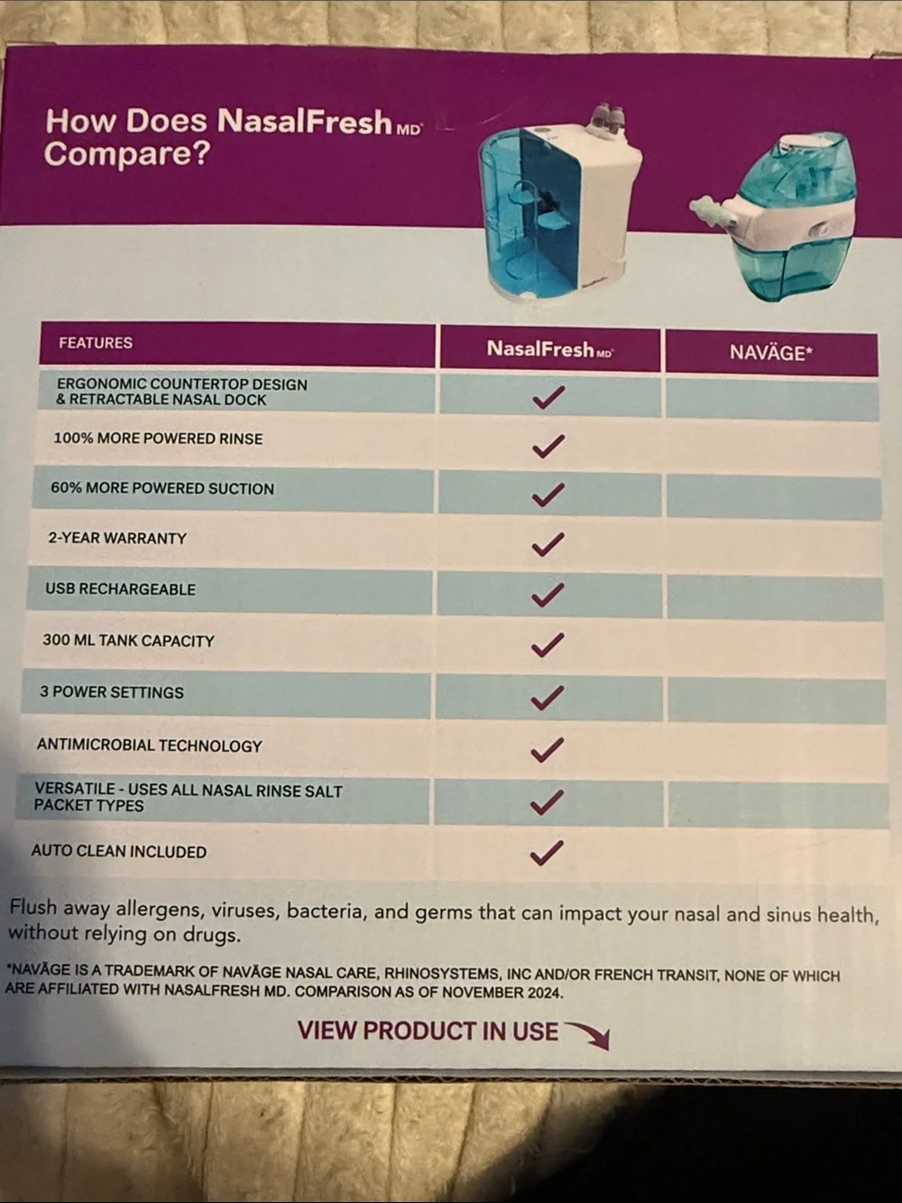 Nasalfresh Md powered saline